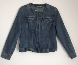 Vintage Newport News Jeanology Collection Jean Jacket Sz 18 Cropped 80s 90s Boho - £23.33 GBP