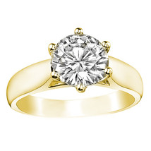1.00 CT 14k Yellow Gold Round Cut Moissanite Trellis Solitaire Engagement Ring - £506.40 GBP