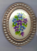 Vintage Jewelry Locket Photo Locket with Floral Print Cabochon AVON Jewelry - £31.45 GBP