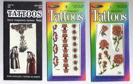 Tattoos Removable Tattoos Set of 3 Reaper, Roses and Tribal Design Ankle... - $6.99