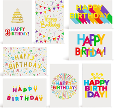 120 Pack Assorted Gold Foil Happy Birthday Cards with Envelopes, Organizer Box,  - £30.68 GBP