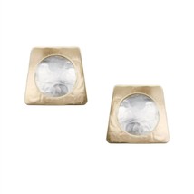 Marjorie Baer tapered rectangle with dished disc clip-on earrings in Silver - - $39.60