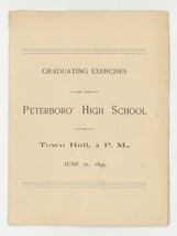 Peterborough NH High School antique vintage graduation program 1892 ephe... - $24.00