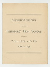 Peterborough NH High School antique vintage graduation program 1892 ephemera  - £17.94 GBP