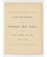 Peterborough NH High School antique vintage graduation program 1892 ephe... - £18.87 GBP