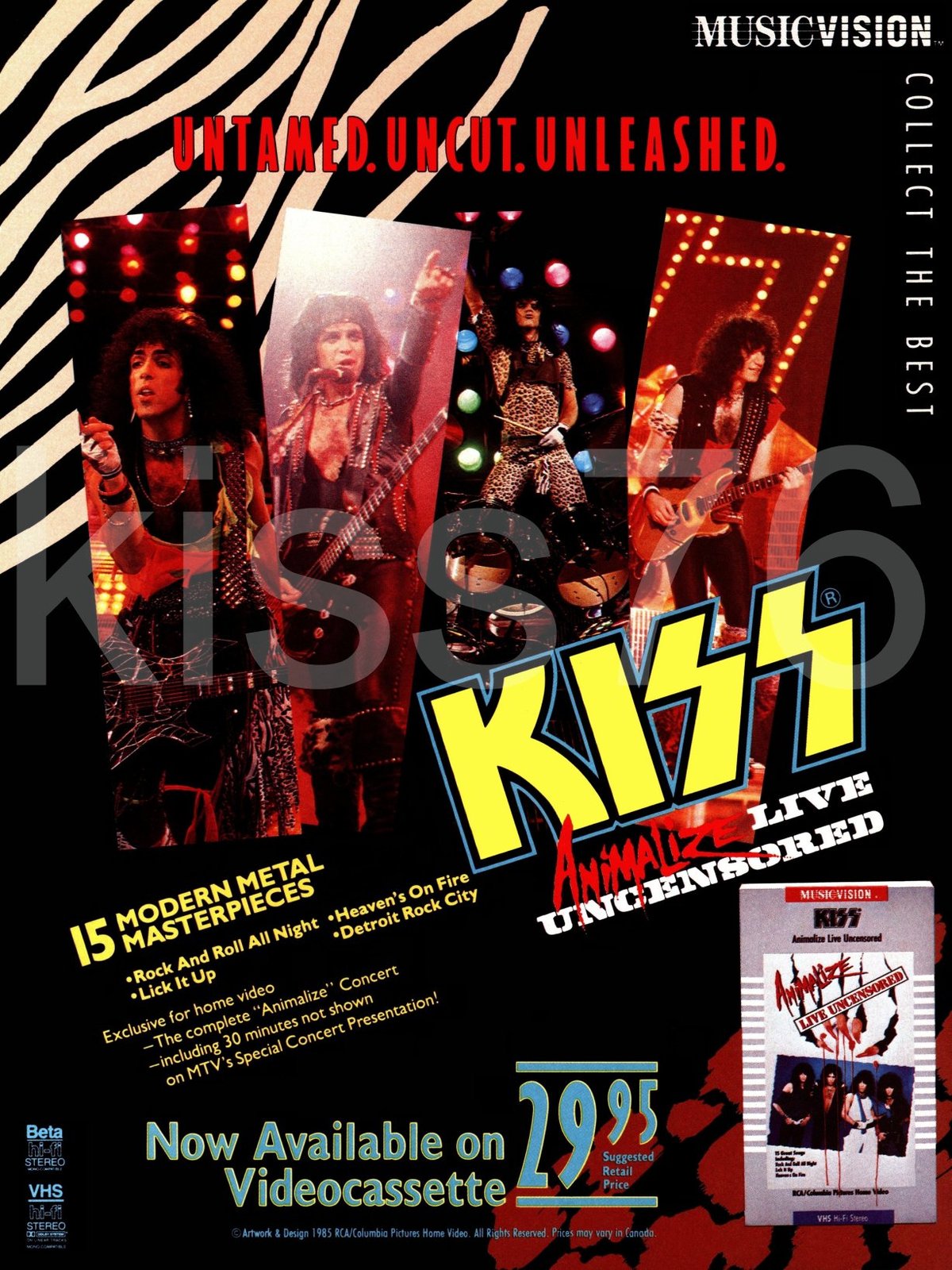 KISS ANIMALIZE 18 x 24 &quot;Live Uncensored&quot; Custom Commercial Promo Poster - $40.00