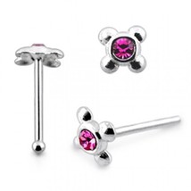 10PCs In BOX Round Cubic Zirconia 925 Sterling Silver Four Doted Nose Stud 20G - £43.03 GBP