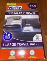 Hefty SHRINK-PAK 5 Large Travel Bags 22.5 L x 18 W New  - £15.88 GBP