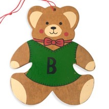 Wooden Teddy Bear Ornament Christmas Die Cut Handpainted Cabin Rustic Farmhouse - £9.94 GBP