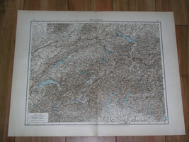 1896 Original Antique Map Of Switzerland / Alps Mountains - £21.11 GBP