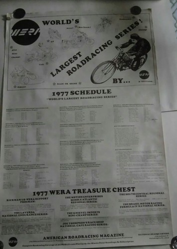 VINTAGE WERA 1977 WORLDS LARGEST ROADRACING SERIES SCHEDULE AMERICAN MAG... - $57.96