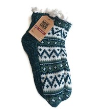 MUK LUKS Womens Cabin Socks L/XL Shoe Size 8/10 Green Sparkle Warm and Cozy - £16.54 GBP
