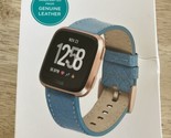 NEW Fitbit Versa Genuine Leather Replacement BAND Aqua Textured Adult On... - $23.36