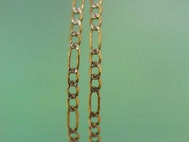Unisex Vintage Estate  10k Yellow Gold  Figaro Diamond Cut Chain Necklace,20&quot; - £351.62 GBP