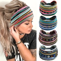 4PCS Women&#39;s Wide Edge Sports Running Sweat Absorption Knot Elastic Hair Band - £13.12 GBP