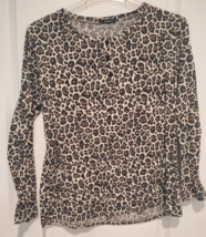 LAMIU Womens Pullover Top Size XL Cheetah Leopard Animal Print Long Sleeve - $18.95