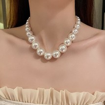 Boho Short Large Vintage Pearl Shiny Choker Necklaces Dainty Pearls Simp... - £16.90 GBP