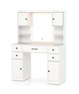 Makeup Vanity Desk with Lighted Mirror and Charging Station-White - Colo... - $389.78