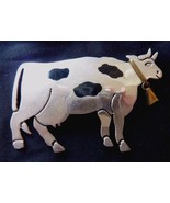 Sterling Silver Cow Pin Brooch Mexico 18 grams with brass bell Black spo... - £46.81 GBP