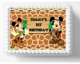 Safari Mouse Edible Image Jungle Zoo Birthday Themed Party Edible Birthday Cake  - $16.47