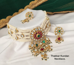 Indian Bollywood Gold Plated Close Choker Pearl Moti Necklace Kundan Jewelry Set - £93.41 GBP
