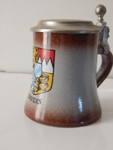 Vintage Bayern Coat of Arms Ceramic Beer Stein Mug Pewter Lid West Germany #410 - £17.40 GBP