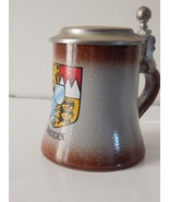 Vintage Bayern Coat of Arms Ceramic Beer Stein Mug Pewter Lid West Germa... - $21.78