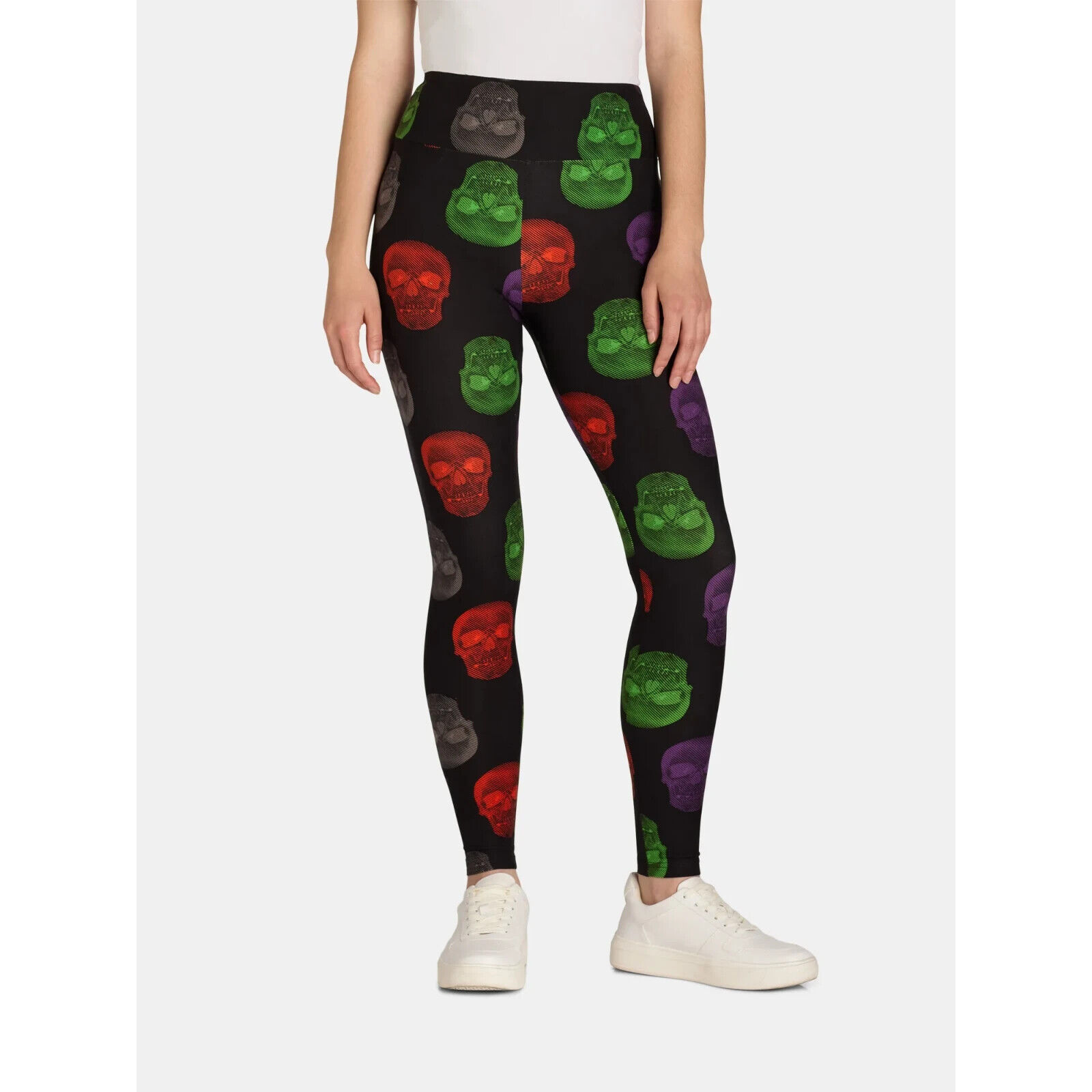 No Boundaries Sueded Ankle Leggings XXL-1X Halloween Multi Color Skull P... - $13.54