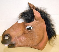 Horse- Full-Head Latex-Rubber Mask With Real Hair Mane - $19.79