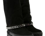  woman black suede platform sole inner wedge ankle boot chain inner wedge mid boot thumb155 crop