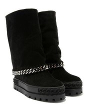 design brand woman black suede platform sole inner wedge ankle boot chain inner  - £175.01 GBP