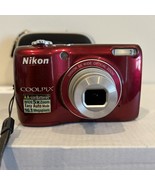 Nikon Coolpix L26 Digital Camera Red with Case 16.1 MP 5x Zoom Works Gre... - $119.99