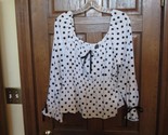 Shein Curve White with Black Polka Dots Peasant Style Blouse - Size 3XL - £14.00 GBP