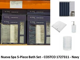 Bath Set: Shower Curtain, Liner, Shower Hooks, Tumbler, Soap Dispenser B... - $34.64