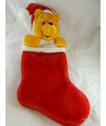 Winnie the Pooh Disney Park Plush Christmas Stocking with Santa Hat sing... - $24.74