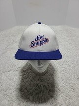 Rare Diet Snapple Beverage Logo Snapback Hat Cap Blue/White Made In Usa Vtg 90s - £14.32 GBP
