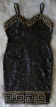 womens dress sequence and beads black gold size medium - £197.43 GBP