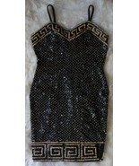 womens dress sequence and beads black gold size medium - £207.59 GBP