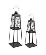 Lantern (Set of 2) 10.75&quot;L x 33&quot;H, 12.25&quot;L x 41&quot;H Iron/Glass - $229.86