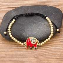 Handmade Elephant Bracelet Adjustable High Quality Copper Cubic Zirconia Bead Je - £8.61 GBP