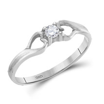 10kt White Gold Womens Round Diamond Solitaire Heart Promise Bridal Ring - £262.42 GBP