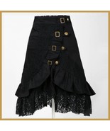 Gypsy Steam Punk Vintage Goth Ruffled Black Knee Length Layered Lace Skirt - £64.21 GBP