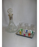 Bar Ware Crystal Clear Glass Decanter Qty 7 Vodka Shot Glasses With Tray - £25.13 GBP