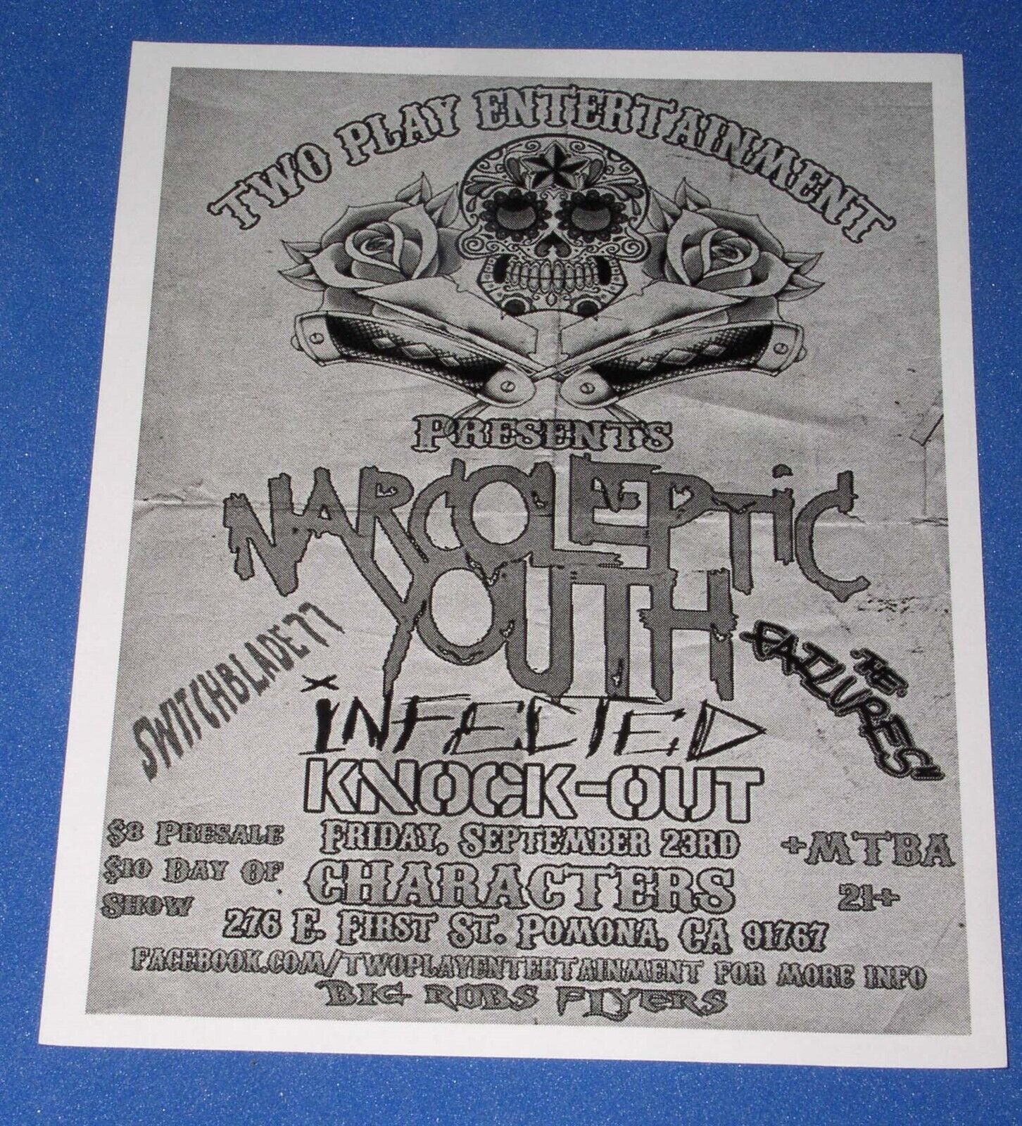 Narcoleptic Youth Concert Promo Ad Pomona 2011 Infected Knock-Out Switch... - $19.99