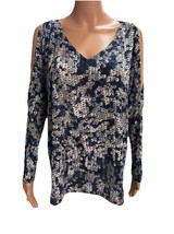 Juicy Couture Lightweight Long sleeve Blue/white Blouse In Woman’s Large - $7.92