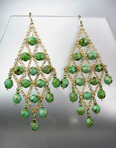 EXQUISITE Lime Green Turquoise Gemstone Gold Chandelier Peruvian Dangle ... - $21.99