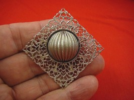 (br-287) striped textured dome balloon filigree silver tone scrolled brooch pin - £14.03 GBP