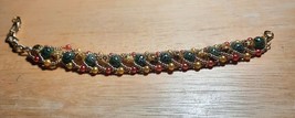 Beaded bracelet stone green yellow golden highlights size Adjustable 6 t... - £14.79 GBP