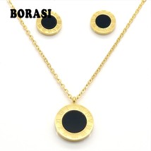 Round  Shell Jewelry Roman Numerals Stylish Two Side Gold Color Pendant Necklace - £18.86 GBP