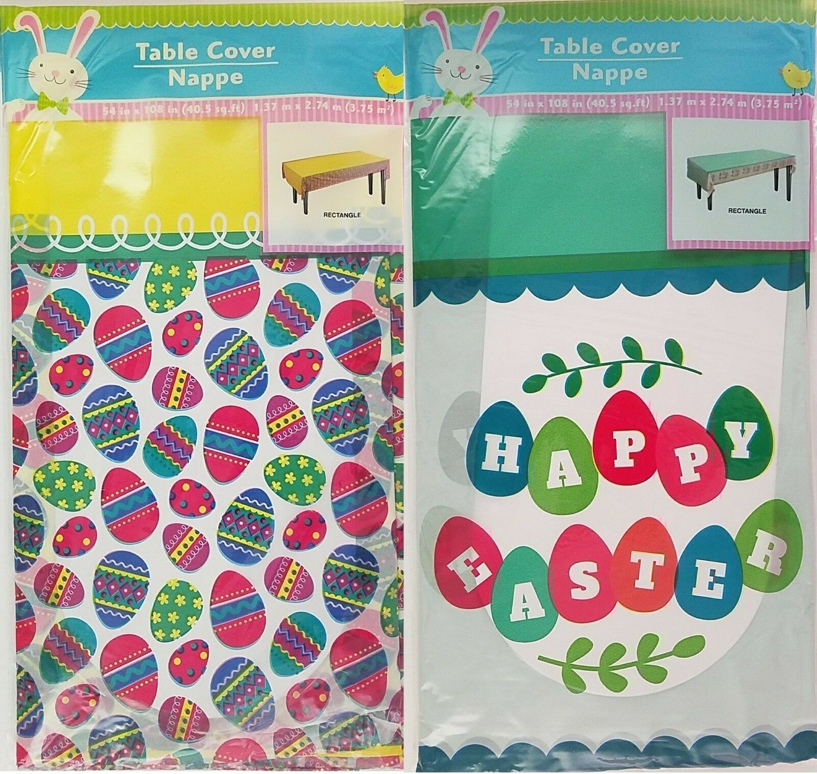 Easter Table Covers Cover Eggs ‘Happy Easter&#39; Trim 54”x108”, E25, Select... - $2.96+